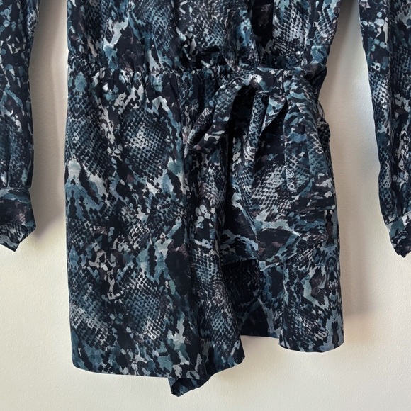 Intermix Silk Snake Print Romper XS Blue Belted - Picture 3 of 8